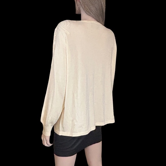 Bob Mackie Wearable Art Cardigan Sweater Sequins Scroll Detail Cotton Rayon - Picture 13 of 15